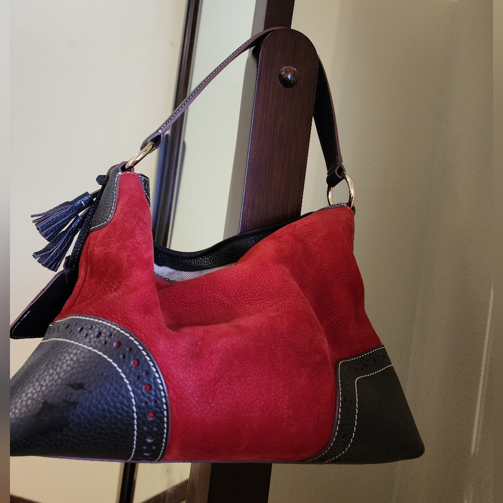 Dooney & Bourke Scarlet & Brown Shoulder Bag - Picture 2 of 8